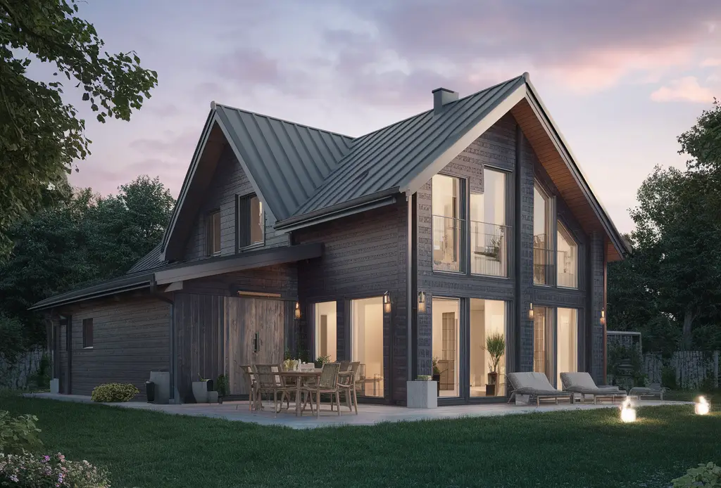 Maison moderne arborant une façade moderne